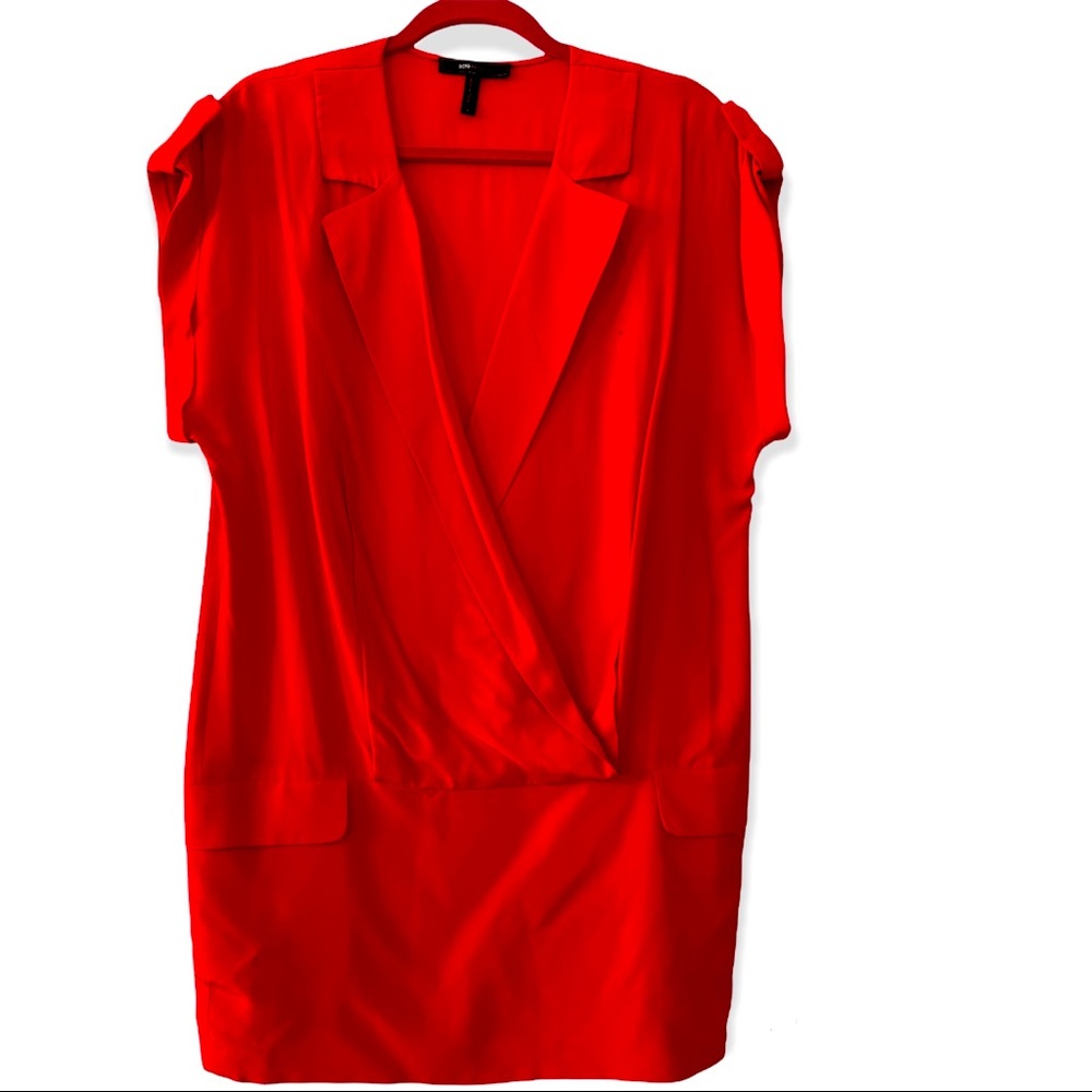 BCBG MAX AZRIA "RED BERRY" COLORED SLEEVELESS SILK DRESS